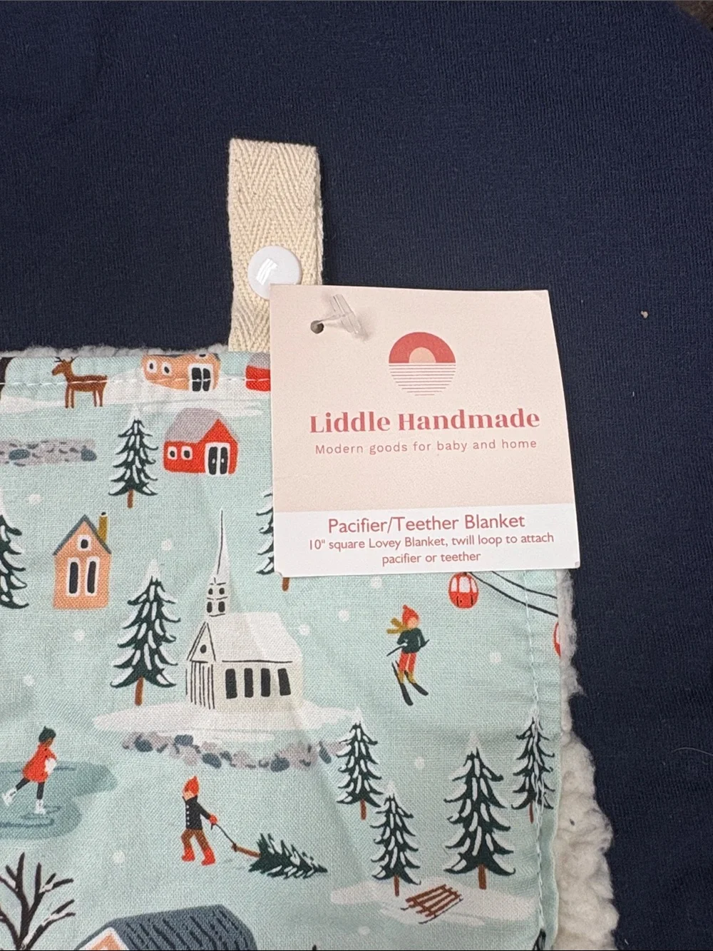 Kids Winter Village Pacifier/Teether Blanket - Mint